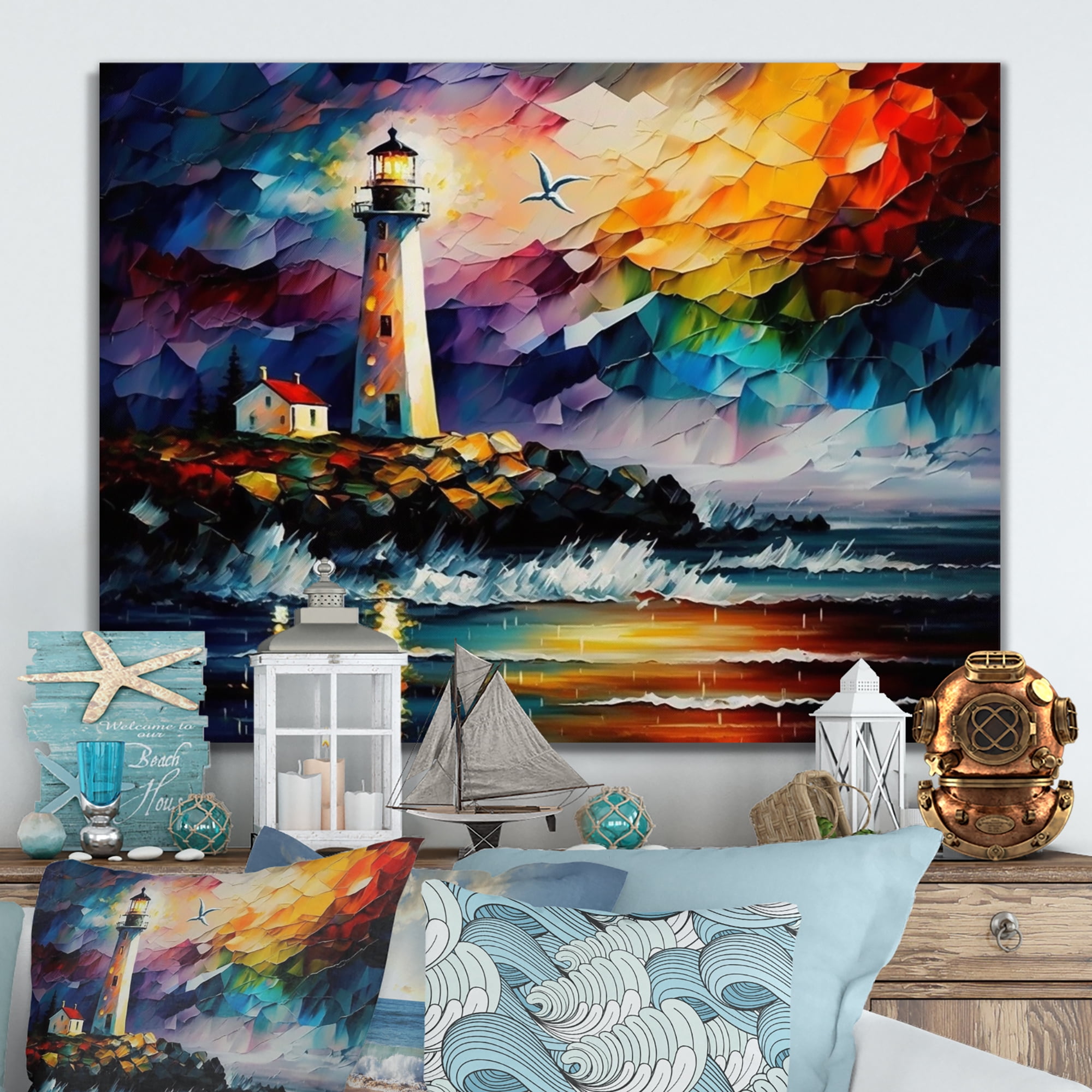 Designart Lighthouse By The Ocean V Canvas Wall Art