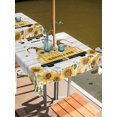 thumbnail image 2 of Outdoor Tablecloth with Umbrella Hole for Patio/Picnic/Party/Camping, Gnomes Sunflowers Waterproof Table Cloth Square Cover Washable, Country Yellow Floral Bees Farmhouse Wooden (54"x 54"), 2 of 8