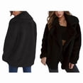 thumbnail image 2 of Women Winter Coats Lapel Faux Fur Jackets Open Front Mid-Long Cardigan Coat Casual Warm Winter Outwear Jackets Black S, 2 of 6