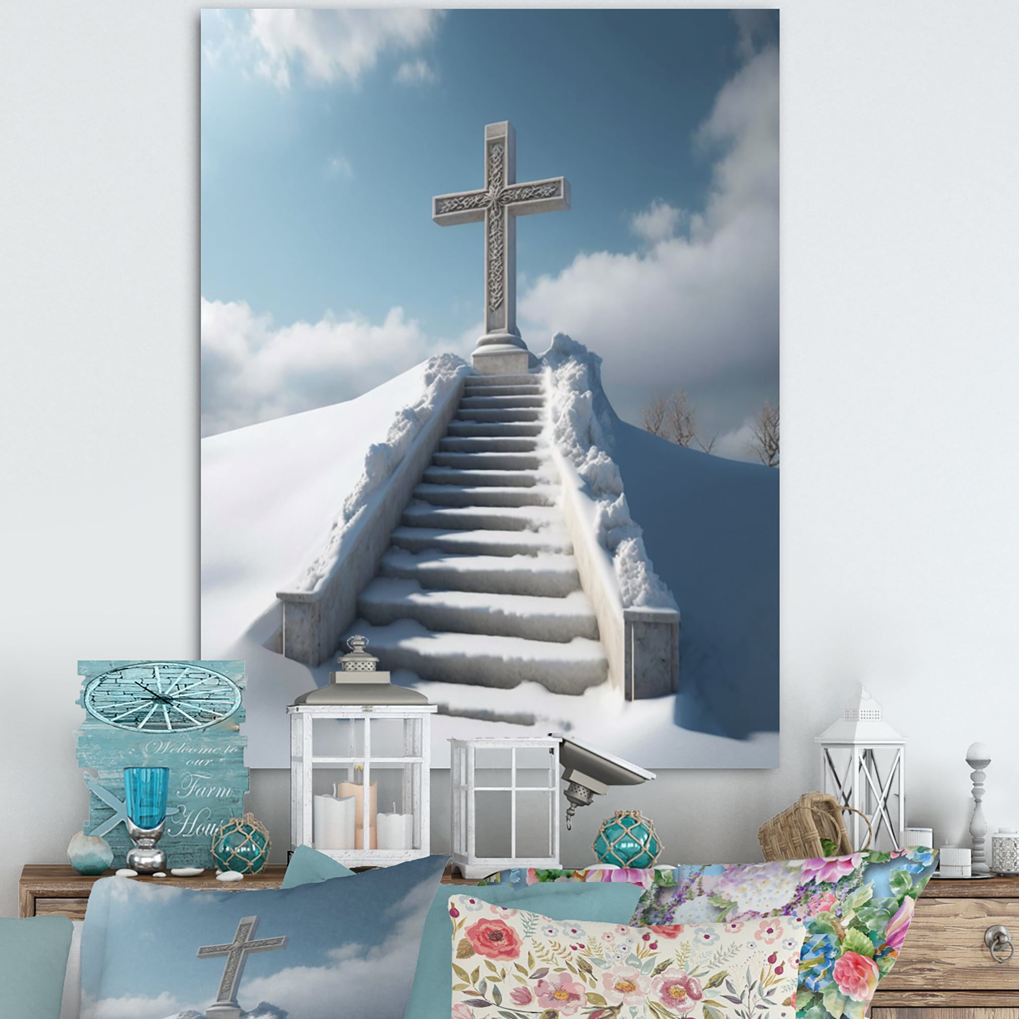 Designart Stairway To Heaven In Winter I Canvas Wall Art