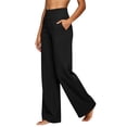 thumbnail image 5 of hoksml Women's High Waisted Wide Leg Pants Stretch Solid Casual Trousers with Pockets for Work Office Daily Wear, 5 of 9