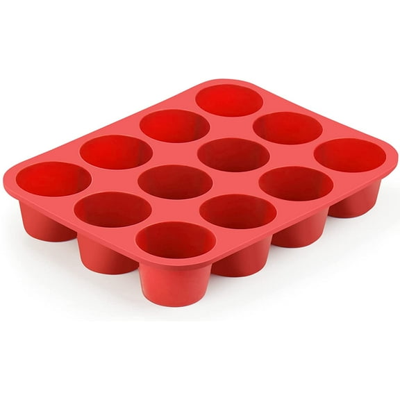 12-Cup Silicone Professional Non-Stick Popover Pans for Muffins, Brownies and Baking