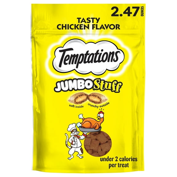 TEMPTATIONS Jumbo Stuff Crunchy and Soft Cat Treats Tasty Chicken Flavor [Multiple Sizes]