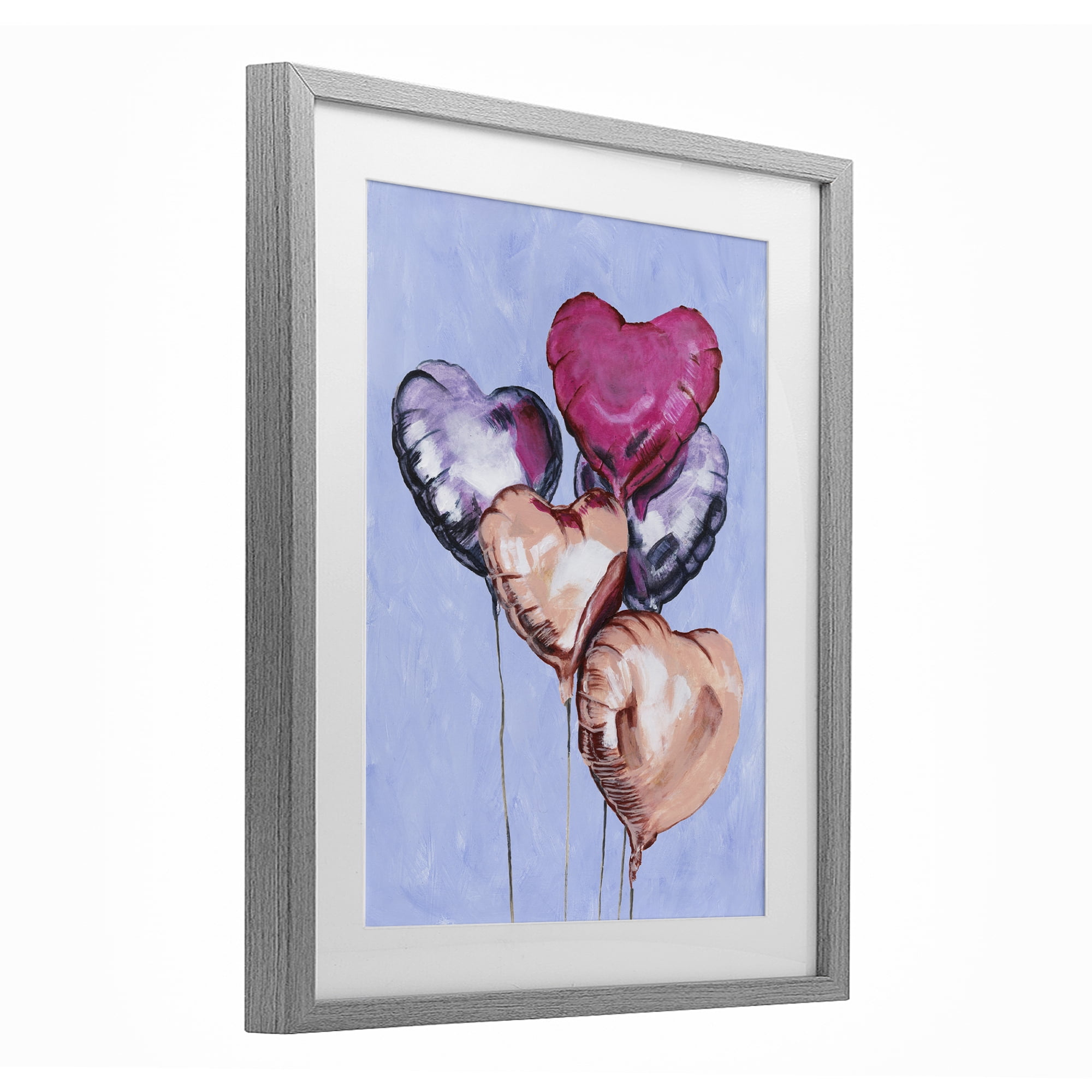 Stupell Industries Vibrant Heart Balloons Gray Framed Print Under Glass, design by Michael Willett