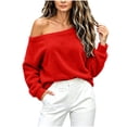 thumbnail image 6 of Tqcoqu Off the Shoulder Fuzzy Fleece Pullover Tops for Women, Long Sleeve Solid Color Loose Casual Warm Top, 2026 Fall Winter Fashion Clothes, 6 of 10