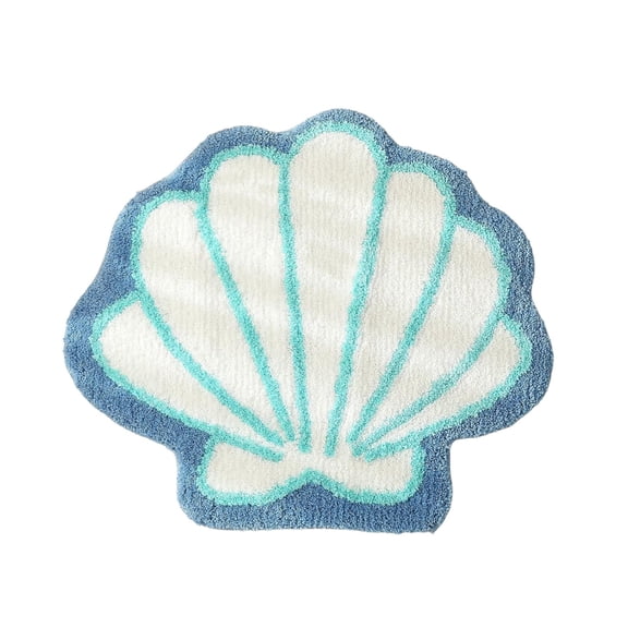 Mmeneyy Seashell Bath Mats, Ocean Theme Cute Seashell Shaped Soft Non-Slip Rugs for Bathroom Bedroom Kitchen Decoration