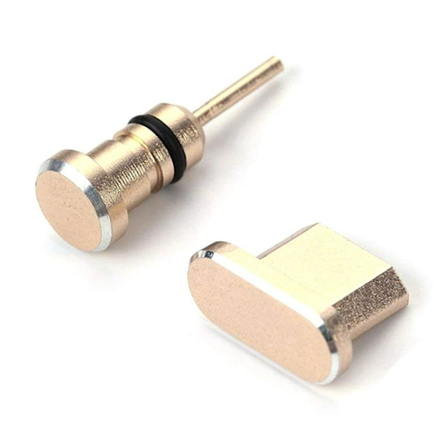 ziyahi 2PCS/Set Metal Charging Port + Earphone Port Dust Plug Replacement for Android Mobile Phone 3.5mm Headset Stopper