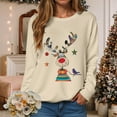 thumbnail image 2 of Kaprioy Sweatshirts for Women Cute Elk Gift Long Sleeve Shirt Pullover Tops Christmas Graphic Fall Fashion Clothing Beige, S, 2 of 6