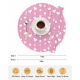 thumbnail image 6 of 13 Inch Round Placemats Set of 6, Valentine's Day Non Slip Heat Insulation PP Table Mats, Sweet Love Heart Lines Romantic Pink Washable Place Mats for Kitchen Dining Party Table Decor, 6 of 7