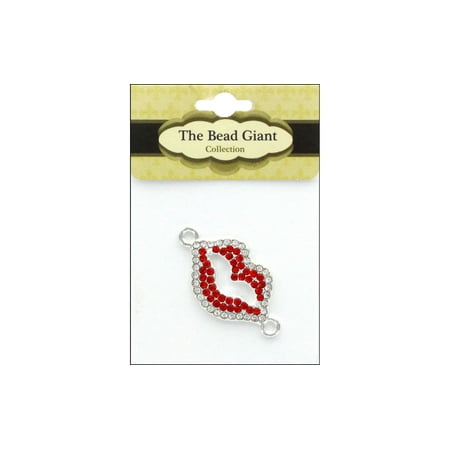 The Bead Giant Bead RhSt Lips Red/Silver
