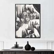 Zes Kerkuilen Slapend Op Besneeuwde Takken - 1939 | Theo Van Hoytema | Premium Fine Art Print | 20th Century Dutch | Art Nouveau | Portrait | Nature Art