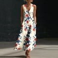 thumbnail image 2 of VBVC Women's Floral V-Neck Sleeveless Maxi Dress,Button Detail Loose Flowy Dress For Women,Ladies' Casual Patriotic Summer Sundress with Pockets,Multicolor,S-3XL, 2 of 8
