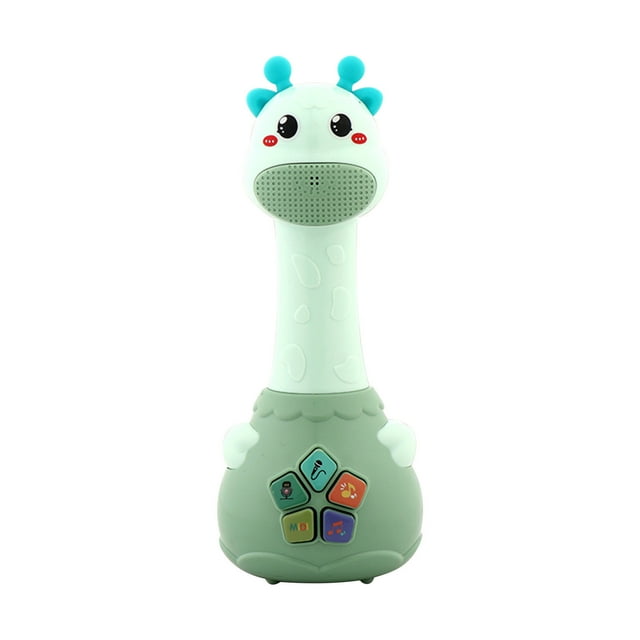 Green Kids Singing Microphone Toy With Recording, Function For Language Development, Portable For Home Use Educational