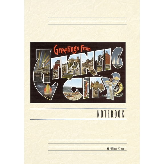 Vintage Lined Notebook Greetings from Atlantic City, New Jersey, (Paperback)