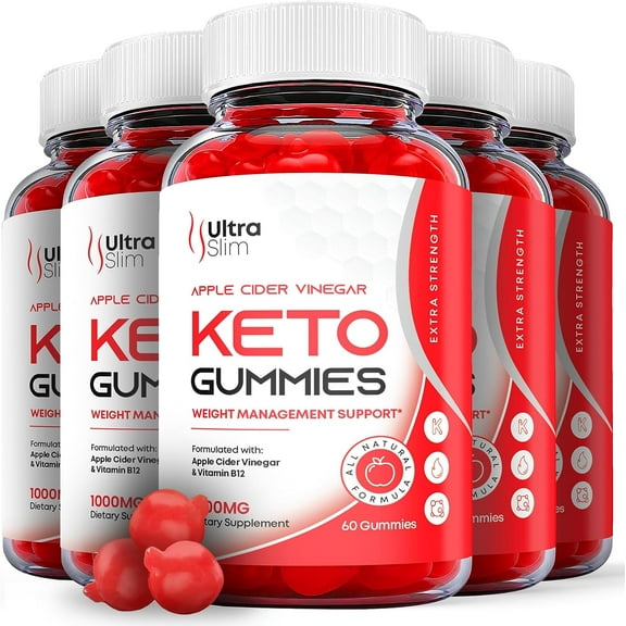 (5 Pack) Ultra Slim Keto ACV Gummies - Apple Cider Vinegar Supplement for Weight Loss - Energy & Focus Boosting Dietary Supplements for Weight Management & Metabolism - Fat Burn - 300 Gummies
