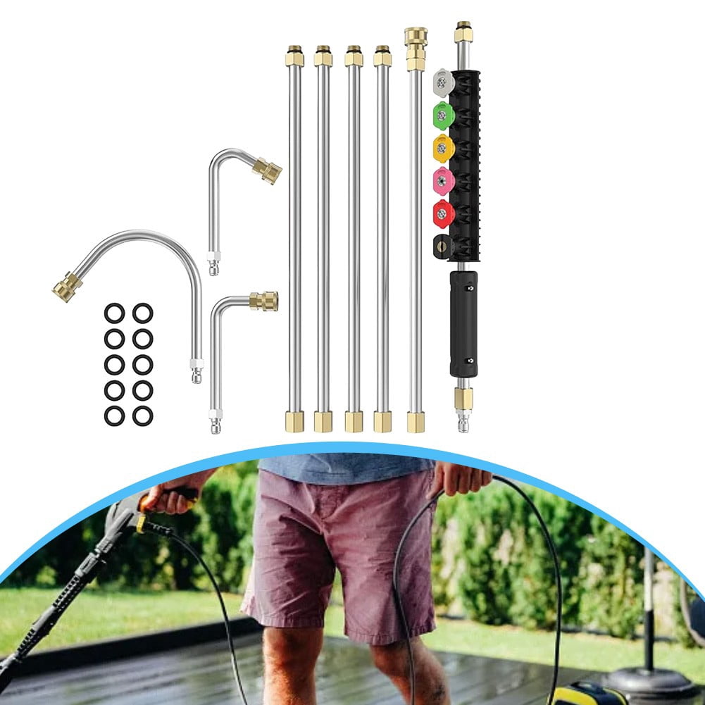 9FT Pressure Washer Extension Wand with 6 Nozzles for Gutter & Roof Cleaning