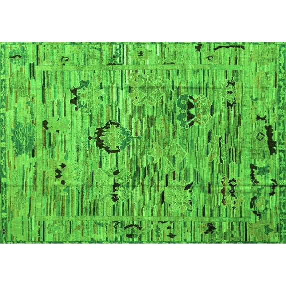 Ahgly Company Indoor Rectangle Abstract Green Modern Area Rugs, 7' x 9'