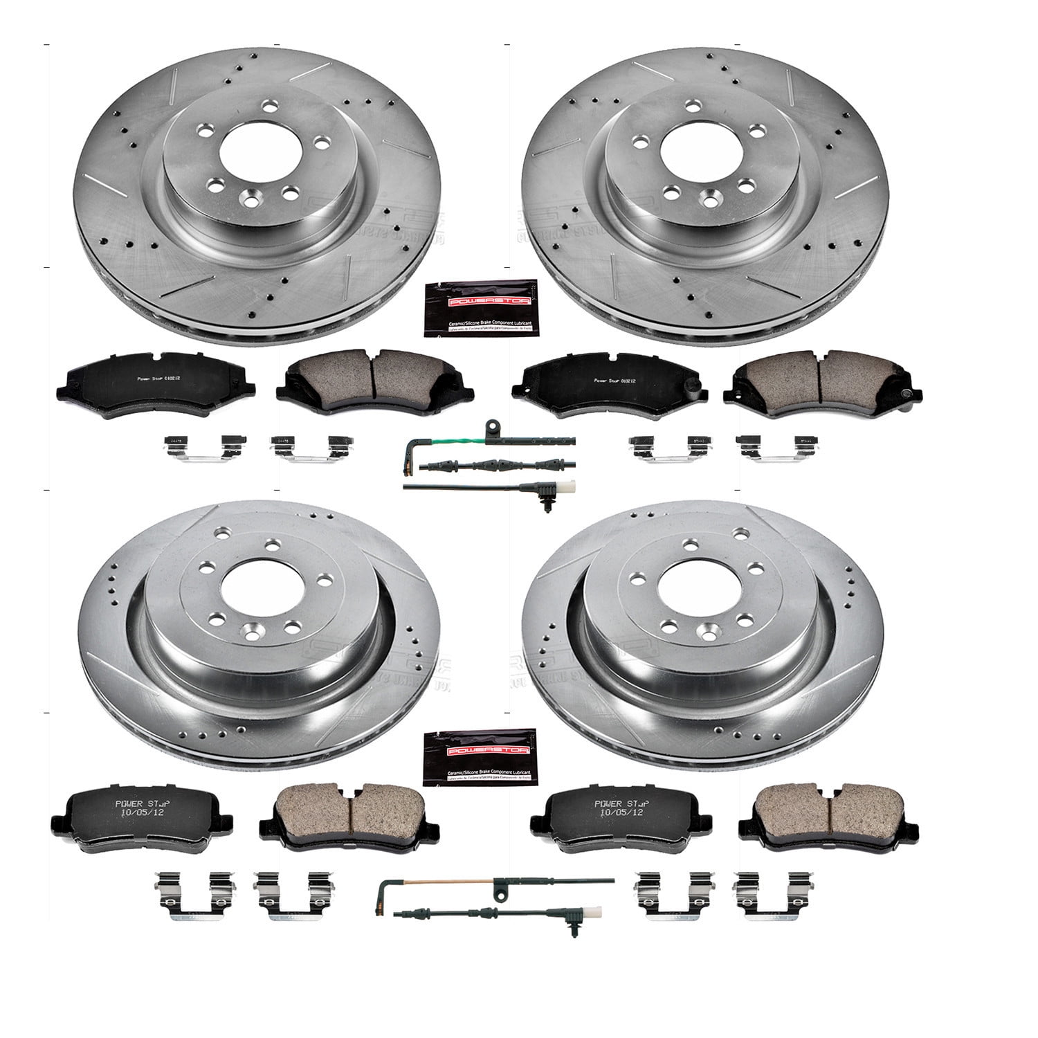 PowerStop Front and Rear Z23 Evolution Sport Carbon-Fiber Ceramic Brake Pad and Drilled & Slotted Rotor Kit Fits: LAND ROVER Select Models K7599