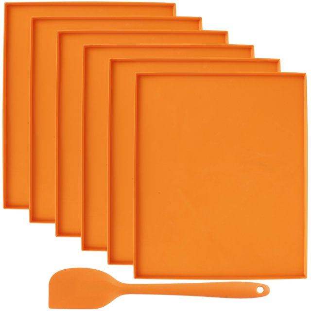 6 alfombrillas de silicona para alimentos de 12 pulgadas, impermeables, a prueba de fugas, para hornear alimentos con borde, resistentes a altas temperaturas, con rascador de silicona, bandejas antiad