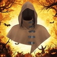 thumbnail image 2 of Gelikeya Halloween Cloak for Men Women Hood Hat Shawl Scarf Cape Hooded Poncho Halloween Apparel, Brown, One Size, 2 of 7