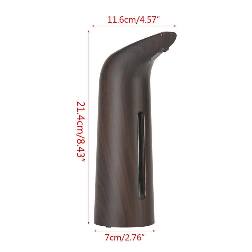 400ml Automatic Touchless Liquid Soap Dispenser Deep Wood Grain Battery Operated