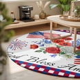 thumbnail image 3 of Round Area Rugs 3.3Ft, 250th Anniversary Floral Non-Slip Washable Circle Rugs Carpet, Red Blue Stars 4th of July Indoor Outdoor Rug Floor Mats Throw Runner for Bedroom Living Room Bathroom, 3 of 8