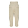 thumbnail image 5 of Wiyuqeen Womens Chino Capri Pants with Pockets High Waist Straight Wide Leg Capris Solid Baggy Casual Work Cropped Trousers Beige XL, 5 of 6