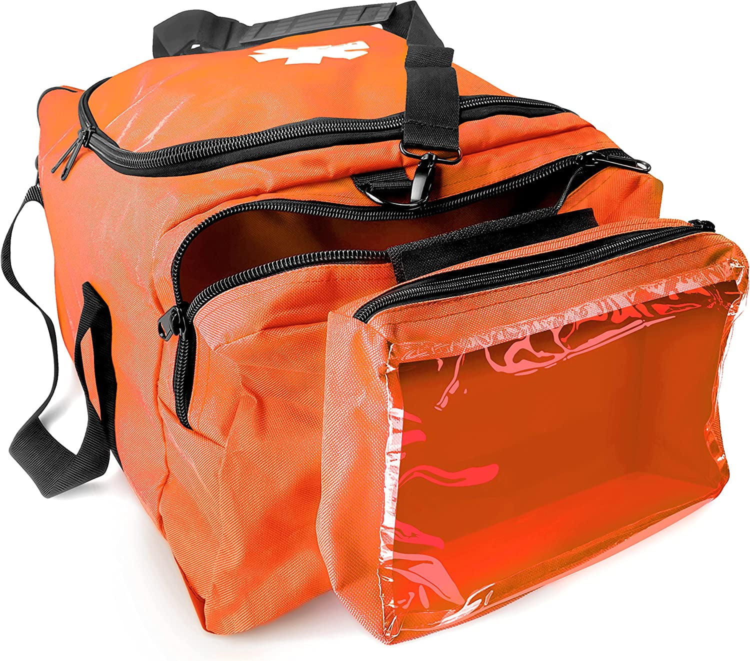 ASA Techmed First Aid Trauma Bag, Large EMT First Responder Medical Organizer for Emergency & Medical Supplies, Orange, 1 Pack