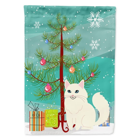 Carolines Treasures BB4413GF Turkish Angora Cat Merry Christmas Tree Flag Garden Size  Small multicolor