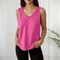thumbnail image 2 of HXWCHs Womens Long Sleeve Solid T Shirt Summer Linen Tank top Sleeveless V-Neck Ruffled Solid Color Edge Camisole Casual Blouse S Hot Pink, 2 of 5
