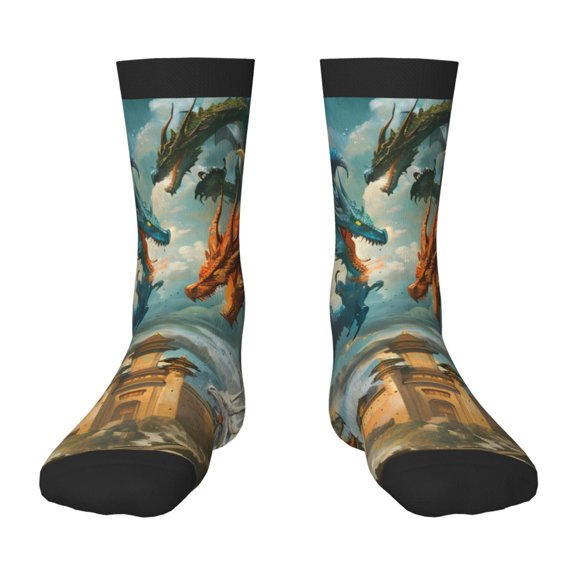 Sigee Red Blue Dragon Battle Epic for Premium Children's Socks Unisex School Kids Boys Girls,Soft and Comfy Kids' Socks
