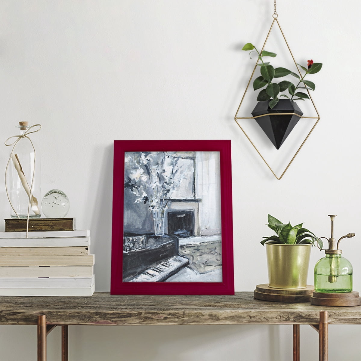 Piano Blues III - Framed Print w/glass - Cherry Red