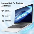 thumbnail image 2 of 14" Student Laptop Office 2024 Win 11 Pro 8GB DDR4 RAM 256GB SSD IPS HD Display Ultra Thin Laptop Intel Celeron N Series Notebooks PC computer Perfect for Travel Study and Work Silver, 2 of 7