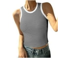 thumbnail image 2 of Summer Tank Tops for Women 2026 Summer Striped Print Crew Neck Tee Shirts Leisure Slim Fit Sleeveless Standard Straps Summer Shirts, 2 of 7