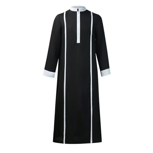 RKSTN Jackets for Men Solid Stand Collar Long-sleeved Priest Robe Dress Costume Cosplay Coat Fall and Winter Long Sleeve Jacket Coats