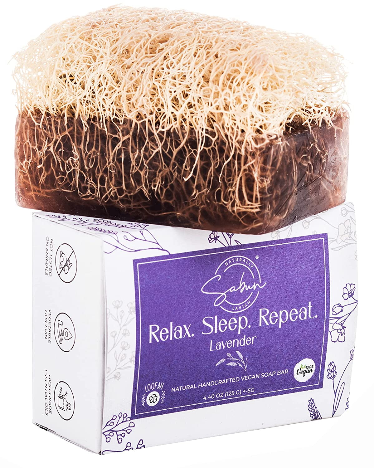 Lavender Soap with Loofah Inside Natural Exfoliating Loofah Soap Bar