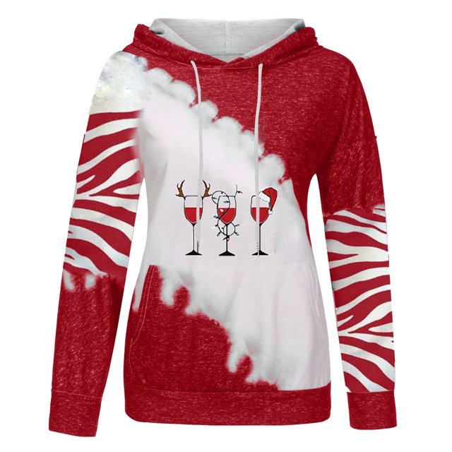 Sudaderas Con Gráficos Navideños Para Mujer Moda Casual Impreso Blusa de Manga Larga Sudadera Con Capucha Tops Odeerbi ODB198185