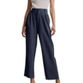 thumbnail image 2 of asjyhkr Dress Pants for Women Button Zipper High Waist Wide Leg Casual Breathable Hiking Work Business Pants with Pockets, 2 of 7