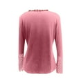 thumbnail image 5 of Fesfesfes Women Sweatshirt Casual Solid Color Buttons Tops Long Sleeve Lace Splicing Blouse T-shirt Tops, 5 of 5