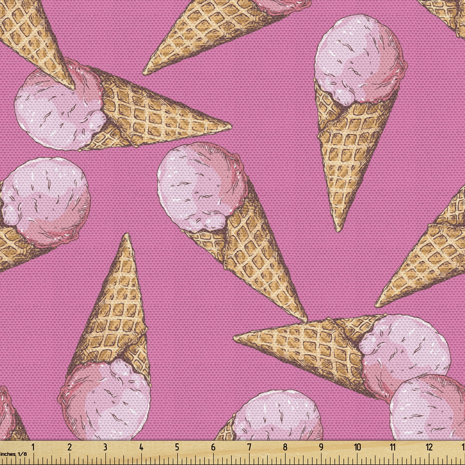 Ice Cream Upholstery Fabric by the Yard, Summer Desserts in Pinkish