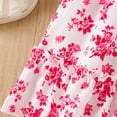 thumbnail image 6 of Afuyipoi Summer Dress for Girls（For 2-8）, Drawstring Bow Floral Print Ruffle Hem A-Line Dress For Girls Red 7-8 Years, 6 of 6