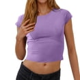 thumbnail image 2 of SwiftWear 2025 Blouse Décontractée pour Femmes Activewear Raccourcie T-Shirt - Col Rond Manches Courtes Raglan Ajustée Haut Mi-Long, 2 of 6