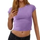 thumbnail image 2 of Camisetas de Manga Corta para las Mujeres Casual Color Sólido Cuello Redondo Tee, Blusa de Manga Corta de Moda para el Uso Diario, 2 of 6