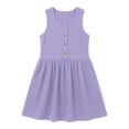 thumbnail image 6 of hotojiny Girls Solid Sleeveless Jumper Dress Button Decorative Pinafore Dress Kids Casual A-Line Tank Dress Back-to-School(Purple,13-14 Years), 6 of 8