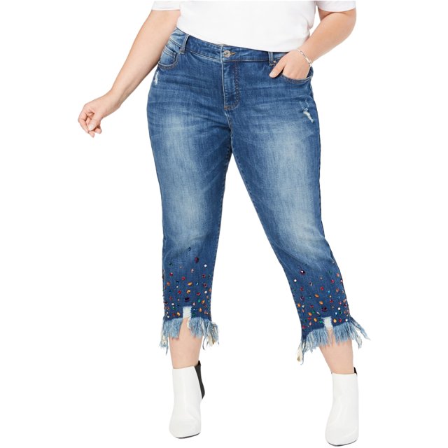 INC Rainbow Jewel Skinny Fit Jeans para mujer, azul, 20 W