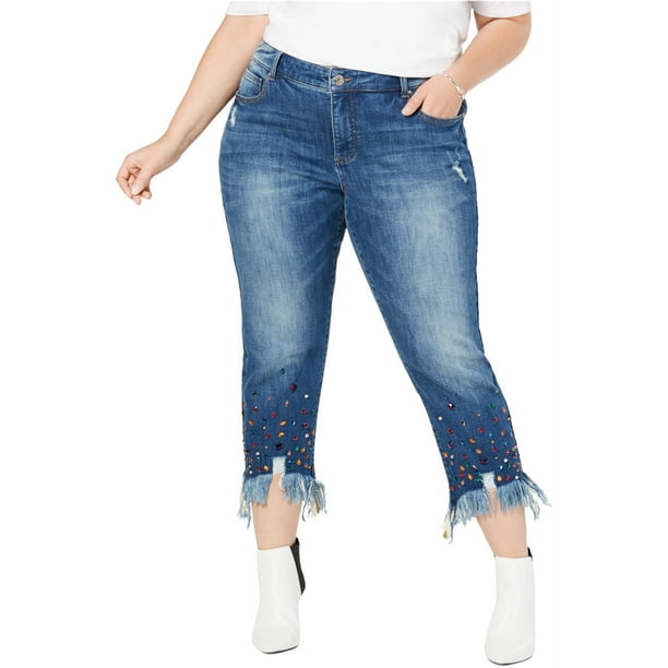 Jeans I-N-C Rainbow Jewel Skinny Fit para mujer Azul 24 W