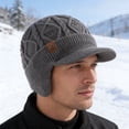 thumbnail image 3 of Aufmer 3 Pcs Winter Hat with Ear Protection and Visor, Unisex Thick Warm Lining Hat for Wind and Cold, Outdoor Knit Hat with Ear Flaps for All Seasons Gift, 3 of 7