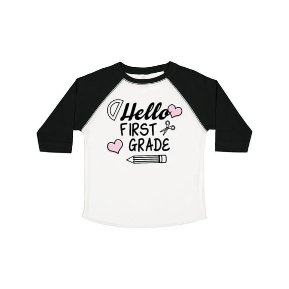 Inktastic Hello 1st Grade with Hearts and School Supplies Boys or Girls Toddler T-Shirt