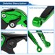 thumbnail image 4 of Palanca de freno y embrague corta larga para Kawasaki VERSYS 650 2015-2023, palanca de manillar de motocicleta ajustable, aleación de aluminio, cabeza verde, mango negro, 4 of 6