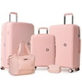 thumbnail image 1 of 5 Piece Hardside Luggage Set: 28 Inch Spinner Suitcase, 24 Inch Rolling Luggage, 20" Carry-On Suitcase, Toiletry Kit & Expandable Tote Bag, 1 of 9